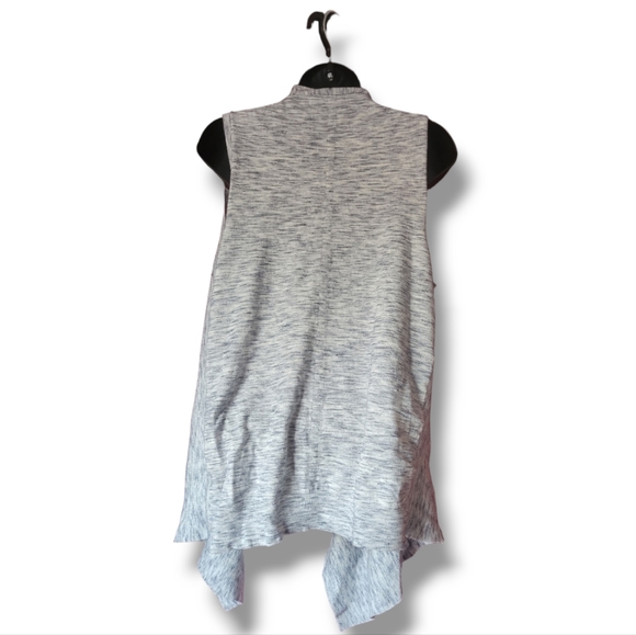 White House Black Market Gray Flowy Front Cardigan Vest Sz M - Picture 2 of 4